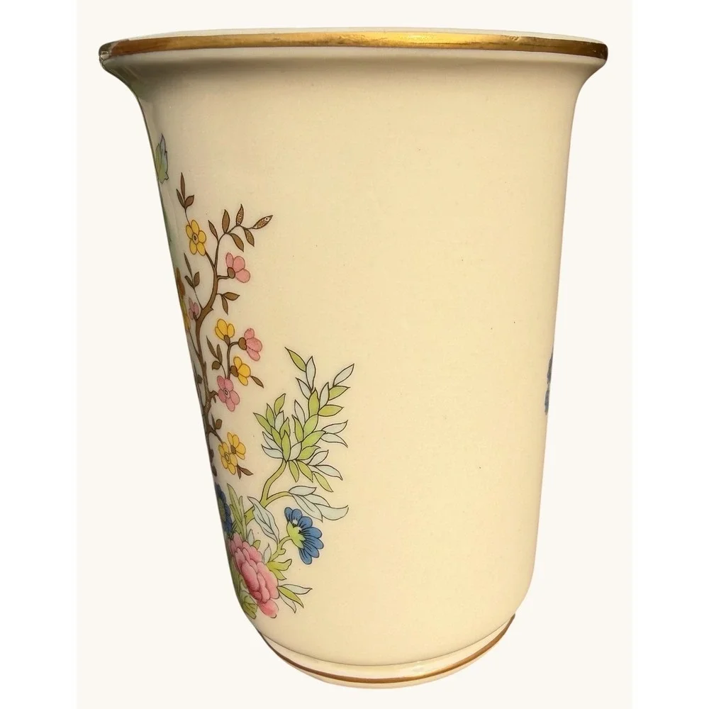 Vintage Rochelle Fine China Floral Vase Gold Gilt Trim 5.5